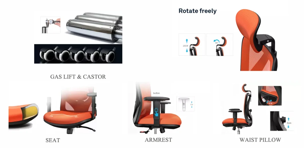 2D Armrest Ergonomic Mesh Chair Aluminum Base
