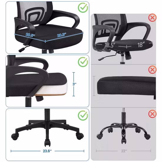 Cadeira de escritório ergonômica reclinável barata em tecido de malha completa com apoio de cabeça